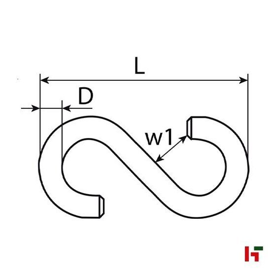 Staalkabels, kettingen en toebehoren - S-haak, Inox 5,8 x 55 mm 2 stuks - SWG