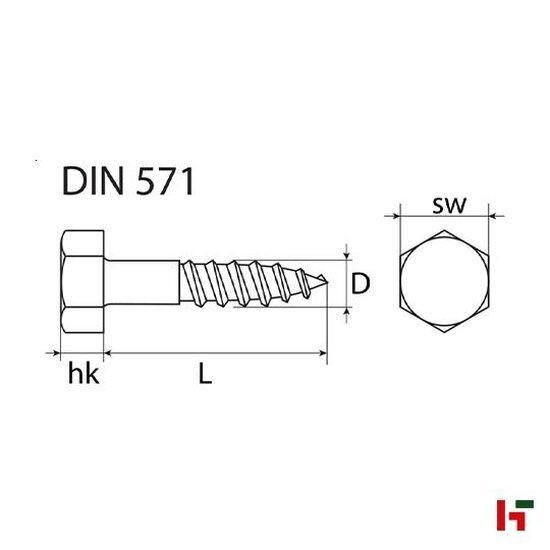 Schroeven - Houtschroef, Zeskantkop 50 mm Per stuk 6 mm Inox - SWG