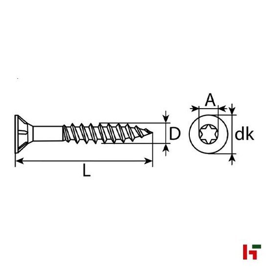 Schroeven - Spaanplaatschroef met verzonken kop, Verzinkt staal 60 mm Pro Box 4,5 mm TX20 - SWG