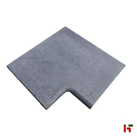 Zwembadboorden & vijverranden - Bluestone H51 Hardsteen, Natuursteen Zwembadboord - Blauwsteen Binnenhoek 50 x 50 x 3 / 5 cm Afgerond 180° verzoet Gezandschuurd - Private label