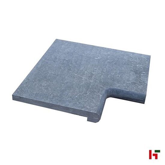 Zwembadboorden & vijverranden - Bluestone H55 Hardsteen, Natuursteen Zwembadboord - Blauwsteen Binnenhoek 50 x 50 x 3 / 5 cm Afgerond 180° Gevlamd & Geborsteld - Private label