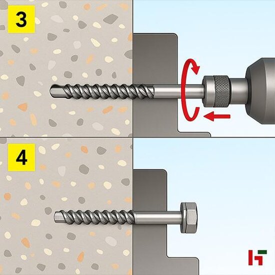 Bouten, moeren en ringen - Betonschroeven met zeskantkop 120 mm Small Box M 10 SW 13 Verzinkt staal - SWG