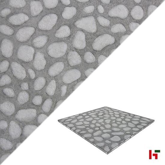 Keramische tegels - Pebble, Keramische Terrastegel White 90 x 90 x 2 cm - Private label