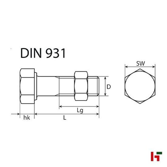 Bouten, moeren & ringen - Zeskantbout met moer, Verzinkt staal 25 mm Per stuk M 6 SW 10 - SWG
