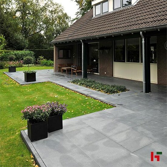 Natuursteentegels - Orient Black, Natuursteen Terrastegel - Basalt 50 x 50 x 3 cm Geschuurd - Stone Base