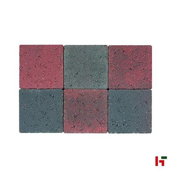 Betonklinkers - Carremar getrommeld, Betonklinker Rood-Zwart 14 x 14 x 6 cm - Martens