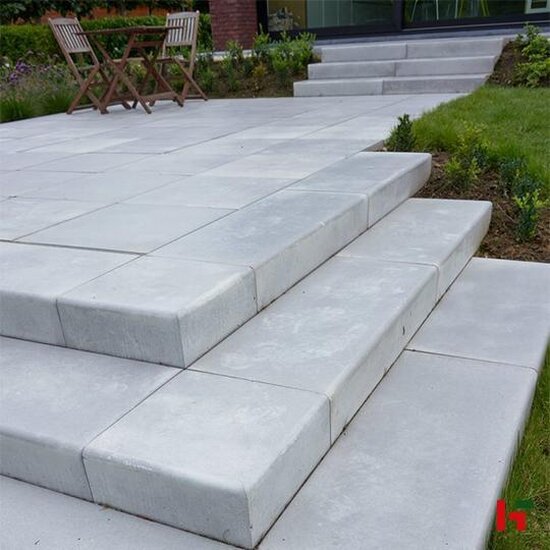 Trappen & trapstenen - Mega Smooth, Traptrede Grey Velvet Hoek 40 x 40 x 15 cm - Stone & Style