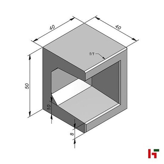 L-elementen - U-hoekelement Grijs 40/40 cm 50 cm - Private label