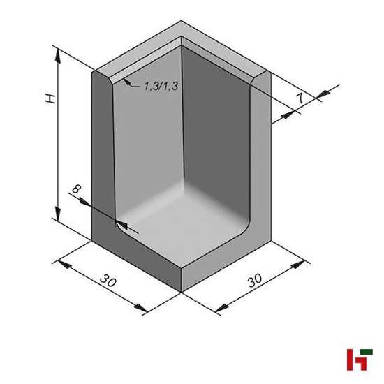 L-elementen - L-hoekelement Grijs 30/30 cm 40 cm - Private label