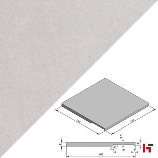 Zwembadboorden & vijverranden - Megasmooth, Zwembadboord - Beton Grey Velvet 100 x 100 x 5 / 6 cm - Stone & Style