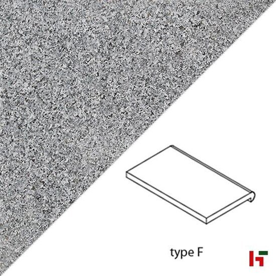 Zwembadboorden & vijverranden - Nature Grey, Natuursteen Zwembadboord - Graniet Binnenhoek 50 x 50 x 3 / 5 cm Afgerond 180° verzoet Gevlamd - Private label
