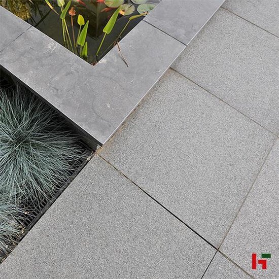 Zwembadboorden & vijverranden - Nature Grey, Natuursteen Zwembadboord - Graniet Binnenhoek 50 x 50 x 3 / 5 cm Afgerond 180° verzoet Gevlamd - Private label