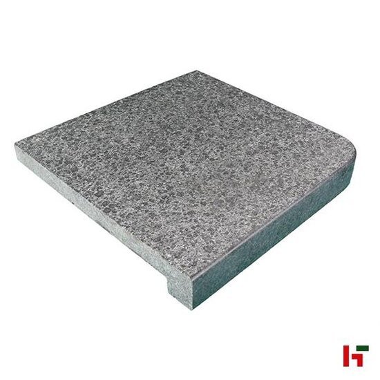 Zwembadboorden & vijverranden - Oriental Black, Natuursteen Zwembadboord - Basalt Buitenhoek 35 x 35 x 3 / 5 cm Recht verzoet Gevlamd & Geborsteld - Private label