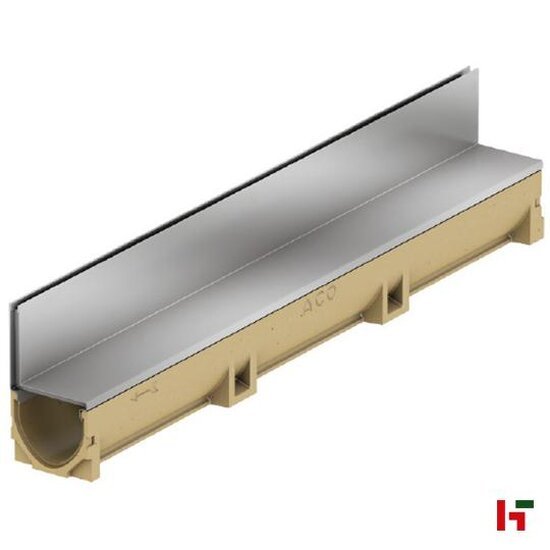 Afvoergoten - Euroline Discreet 2 gootelementen met 2 excentrisch opzetstukken en korte hoek Discreet 105 - ACO