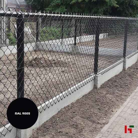 Draadafsluiting - Betonpaal met ingegoten gelakte paal Zwart (RAL 9005) Ø 60 mm 180 cm - Private label