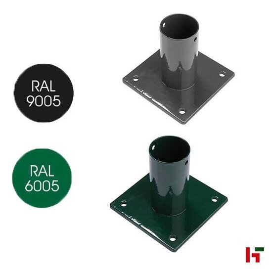 Draadafsluiting - Paalhouder ronde paal Zwart (RAL 9005) Ø 48 mm - Private label