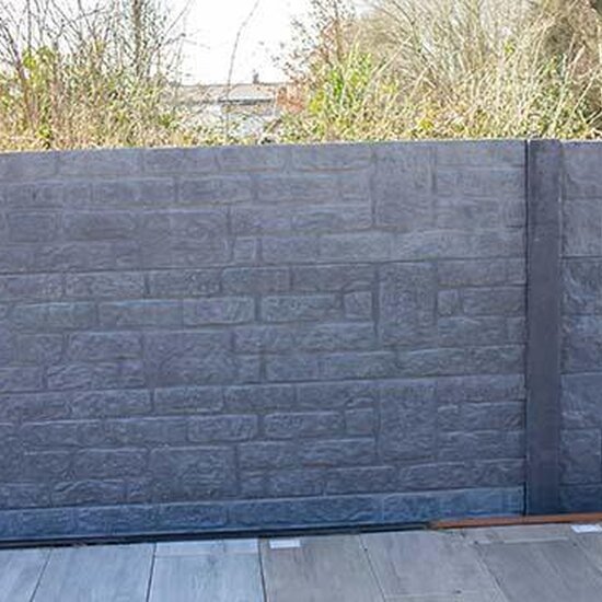 Structuur schutting - Sierbetonplaat met structuur - decoratieve betonplaat voor tuinafsluiting Antraciet Romania Rechte plaat 199 x 38,5 cm - Private label
