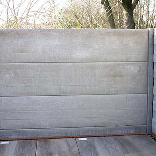Structuur schutting - Sierbetonplaat met structuur - decoratieve betonplaat voor tuinafsluiting Antraciet Timber Rechte plaat 199 x 38,5 cm - Private label