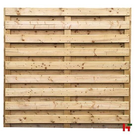 Houten schutting - Grenen Tuinscherm 186 cm 80 cm Model 1 - 18 planken Horizontaal Groen Geïmpregneerd - Private label