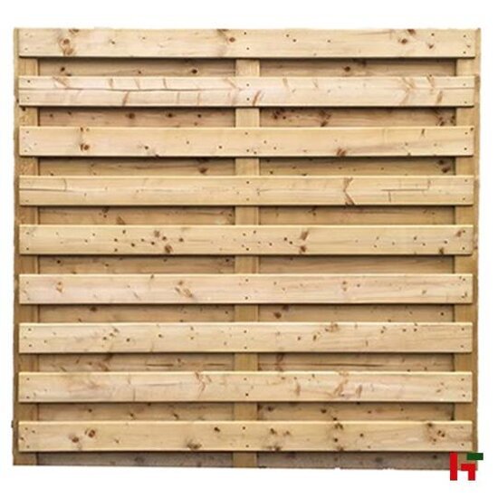 Houten schutting - Grenen Tuinscherm 186 cm 80 cm Model 1 - 18 planken Horizontaal Groen Geïmpregneerd - Private label