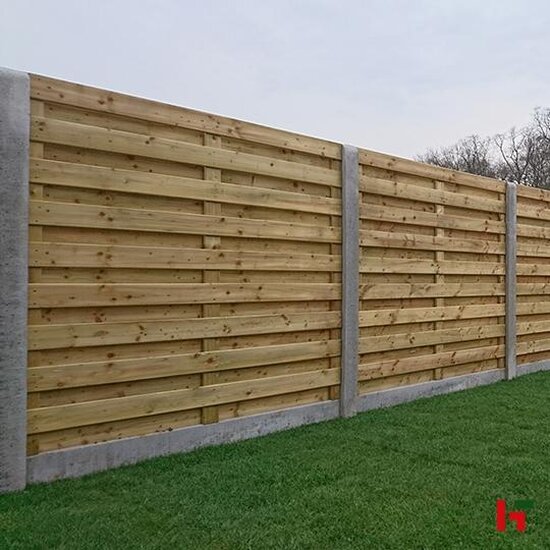 Houten schutting - Grenen Tuinscherm 186 cm 80 cm Model 1 - 18 planken Horizontaal Groen Geïmpregneerd - Private label