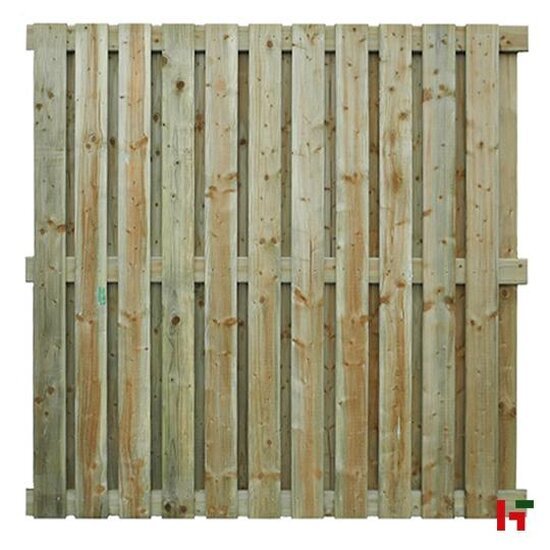 Houten schutting - Grenen Tuinscherm 186 cm 180 cm Model 5 - 23 planken Verticaal Groen Geïmpregneerd - Private label