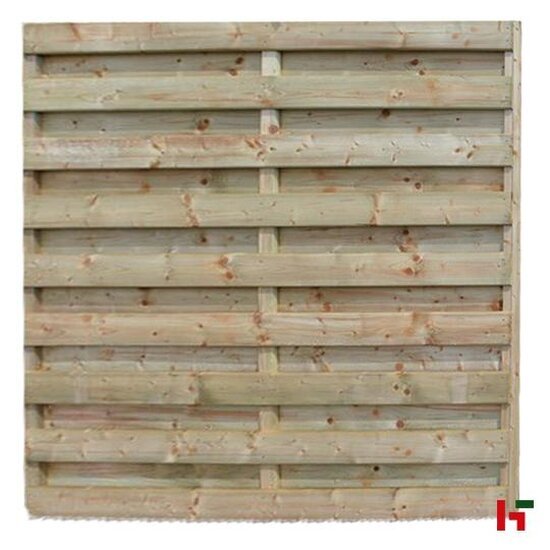 Houten schutting - Grenen Tuinscherm 186 cm 80 cm Model 10 - 17 planken Horizontaal met T-lat Groen Geïmpregneerd - Private label