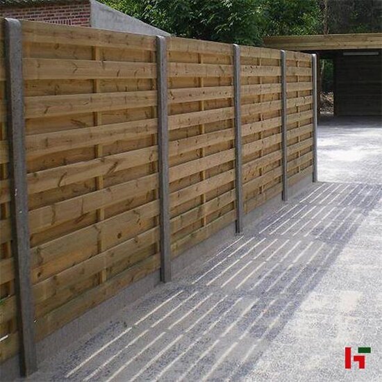 Houten schutting - Grenen Tuinscherm 186 cm 120 cm Model 10 - 17 planken Horizontaal met T-lat Groen Geïmpregneerd - Private label