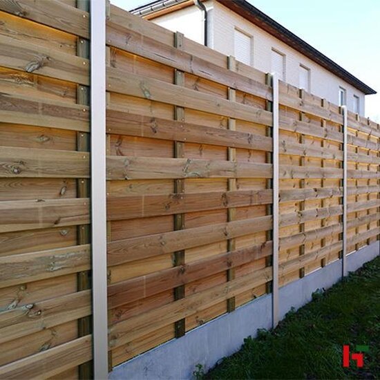 Houten schutting - Aluminium paal voor tuinscherm Aluminium (RAL 7030) Tussenpaal 2700 x 80 x 60 mm - Private label