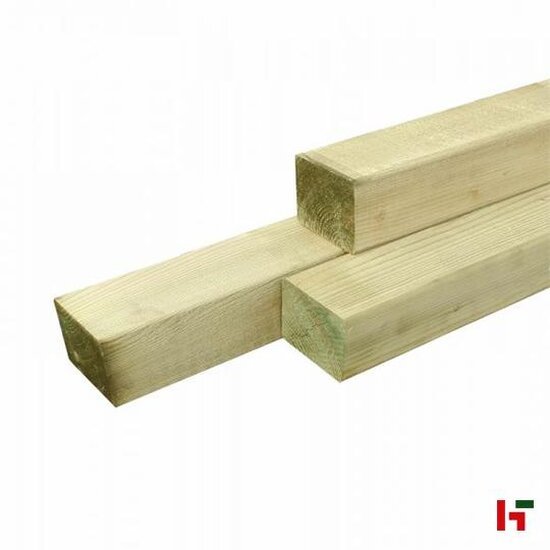 Houten schutting - Grenen paal, Geschaafd 70 x 70 mm 300 cm Volle paal Groen Geïmpregneerd - Private label