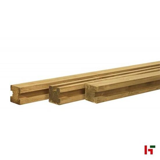 Houten omheining - Grenen paal, Geschaafd 70 x 70 mm 250 cm Eindpaal Groen Geïmpregneerd - Private label