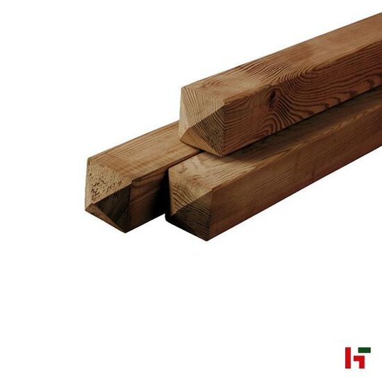 Houten schutting - Grenen paal met diamantkop, Geschaafd 120 x 120 mm 150 cm Groen Geïmpregneerd - Private label