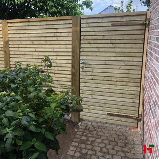 Houten schutting - Houten tuinpoort, groen geïmpregneerd Duo profiel 1-zijde Dubbele poort - Private label