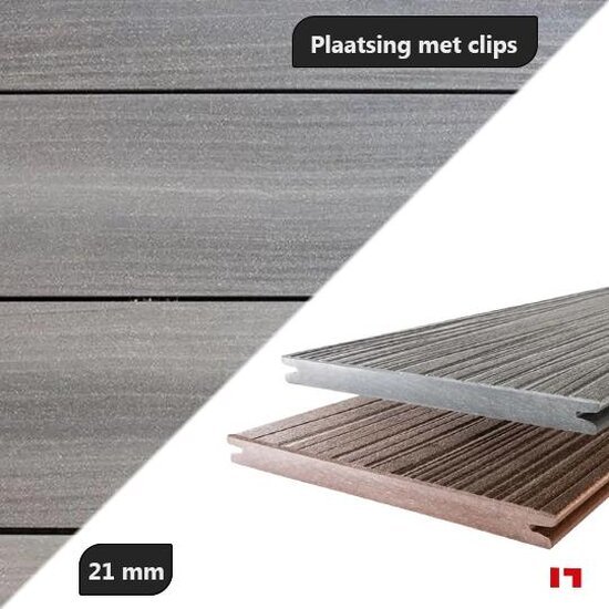 Composiet terrasplanken - Easy Deck Composiet terrasplanken Grijs Dolomit - 16x193mm 300cm - Easy Deck