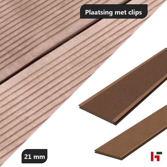 Composiet terrasplanken - Megawood Composiet terrasplanken Notenbruin Classic Jumbo - 21x242mm 480cm - Megawood