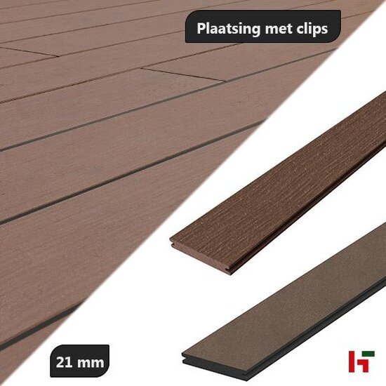 Composiet terrasplanken - Megawood Composiet terrasplanken Lavabruin Premium Plus - 21x145mm 420cm - Megawood