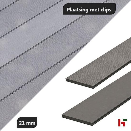 Composiet terrasplanken - Megawood Composiet terrasplanken Leigrijs Premium Plus Jumbo - 21x242mm 420cm - Megawood