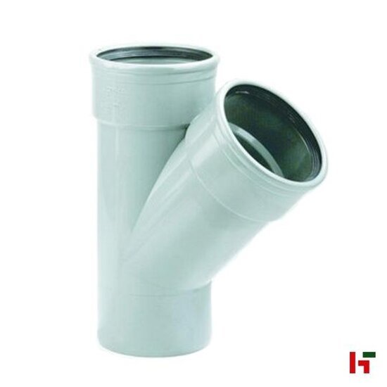 Riolering & sanitair - PVC T-stuk met manchet Grijs Mof-Mof-Spie Ø 110 mm 45° - Private label