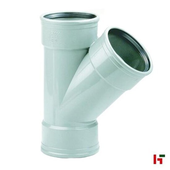 Riolering & sanitair - PVC T-stuk met manchet Grijs Mof-Mof-Mof Ø 125 mm 45° - Private label