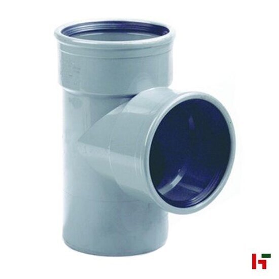 Riolering & sanitair - PVC T-stuk met manchet Grijs Mof-Mof-Spie Ø 125 mm 90° - Private label
