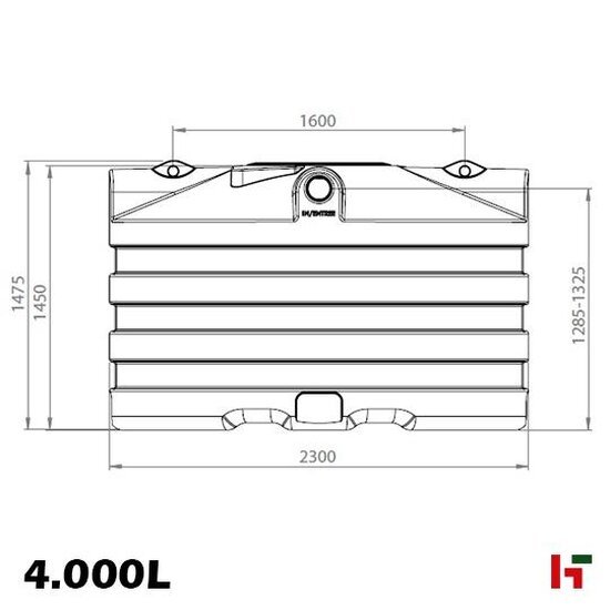 Opslag- & regenwaterputten - Septische/Regenwater put in PE - Ovaal (BUDGET) 4.000 L - 2300 x 1800 x 1450 mm - Private label
