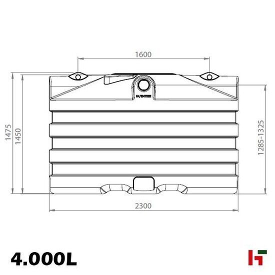 Opslag- & regenwaterputten - Septische/Regenwater put in PE - Ovaal (BUDGET) 5.000 L - 2350 x 1800 x 1740 mm - Private label