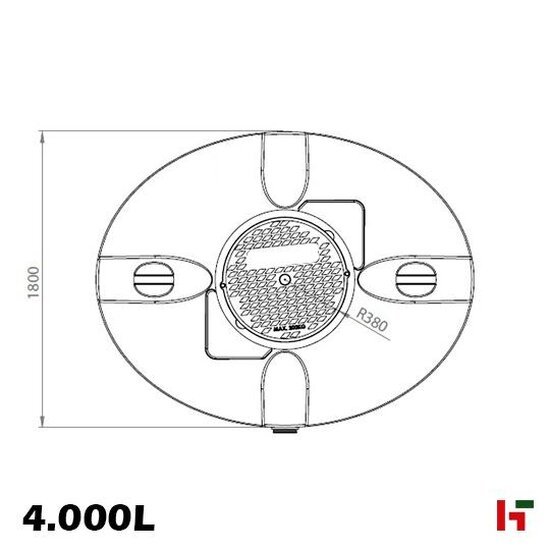 Opslag- & regenwaterputten - Septische/Regenwater put in PE - Ovaal (BUDGET) 5.000 L - 2350 x 1800 x 1740 mm - Private label