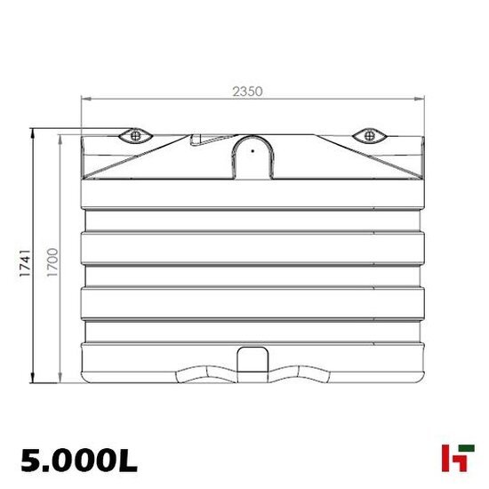 Opslag- & regenwaterputten - Septische/Regenwater put in PE - Ovaal (BUDGET) 6.000 L - 2350 x 1800 x 2050 mm - Private label