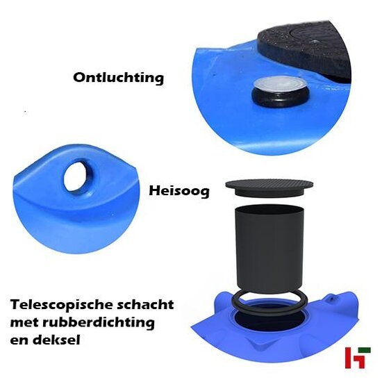 Opslag- & regenwaterputten - Septische/Regenwater put in PE - Ovaal 4.000 L - 2300 x 1800 x 1450 mm - Private label