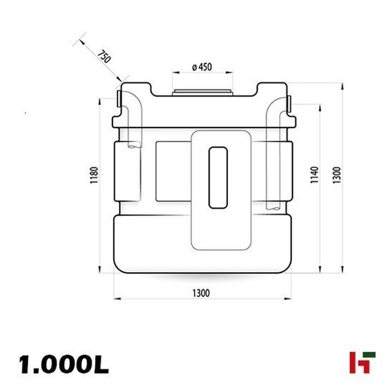 Opslag- & regenwaterputten - Septische/Regenwater put in PE - Rechthoekig 3.000 L - 2650 x 800 x 1800 mm - Private label