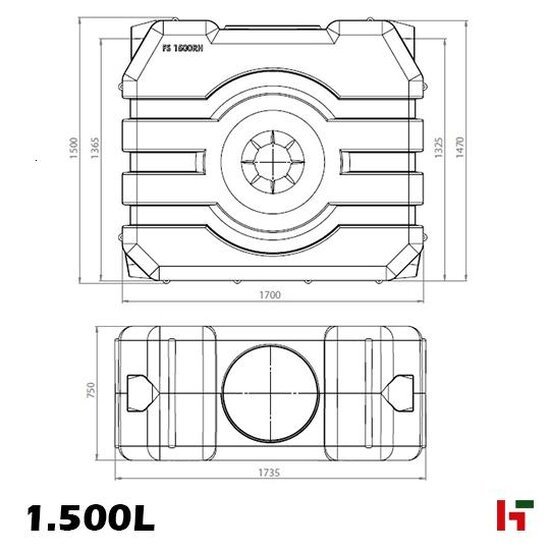 Opslag- & regenwaterputten - Septische/Regenwater put in PE - Rechthoekig 3.000 L - 2650 x 800 x 1800 mm - Private label