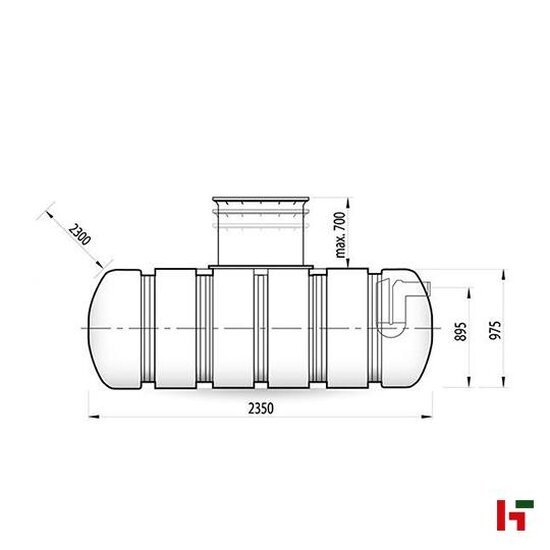 Opslag- & regenwaterputten - Easy Twin, Plat model 3.500 L - 2350 x 2300 x 980 mm - Private label