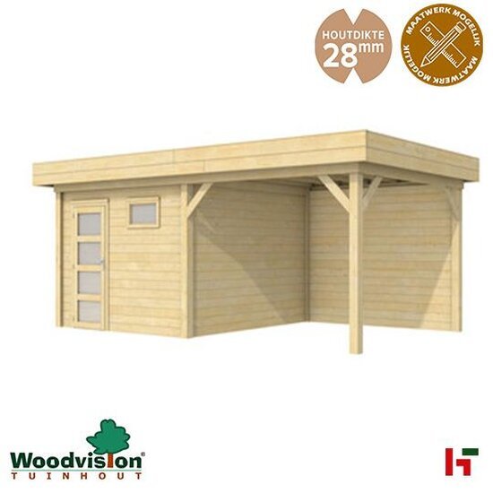 Houten tuinhuizen - Topvision Tuinhuis "Tapuit" 300x300cm Tuinhuis + Lounge 3 m Onbehandeld - Woodvision