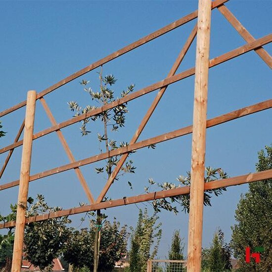 Palen & rondhout - Grenen ronde paal één kant gepunt, Gefreesd 120 cm Ø 6 cm Groen Geïmpregneerd - Private label